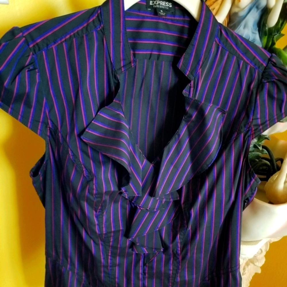 Express Satin Blouse with ruffles sz Small